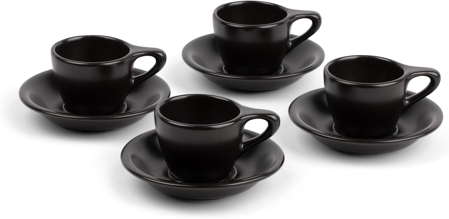 ANGELENO Coffee Espresso Cups Set of 4, 2.7oz Porcelain Ceramic Demitasse Cups, White (4-Pack)