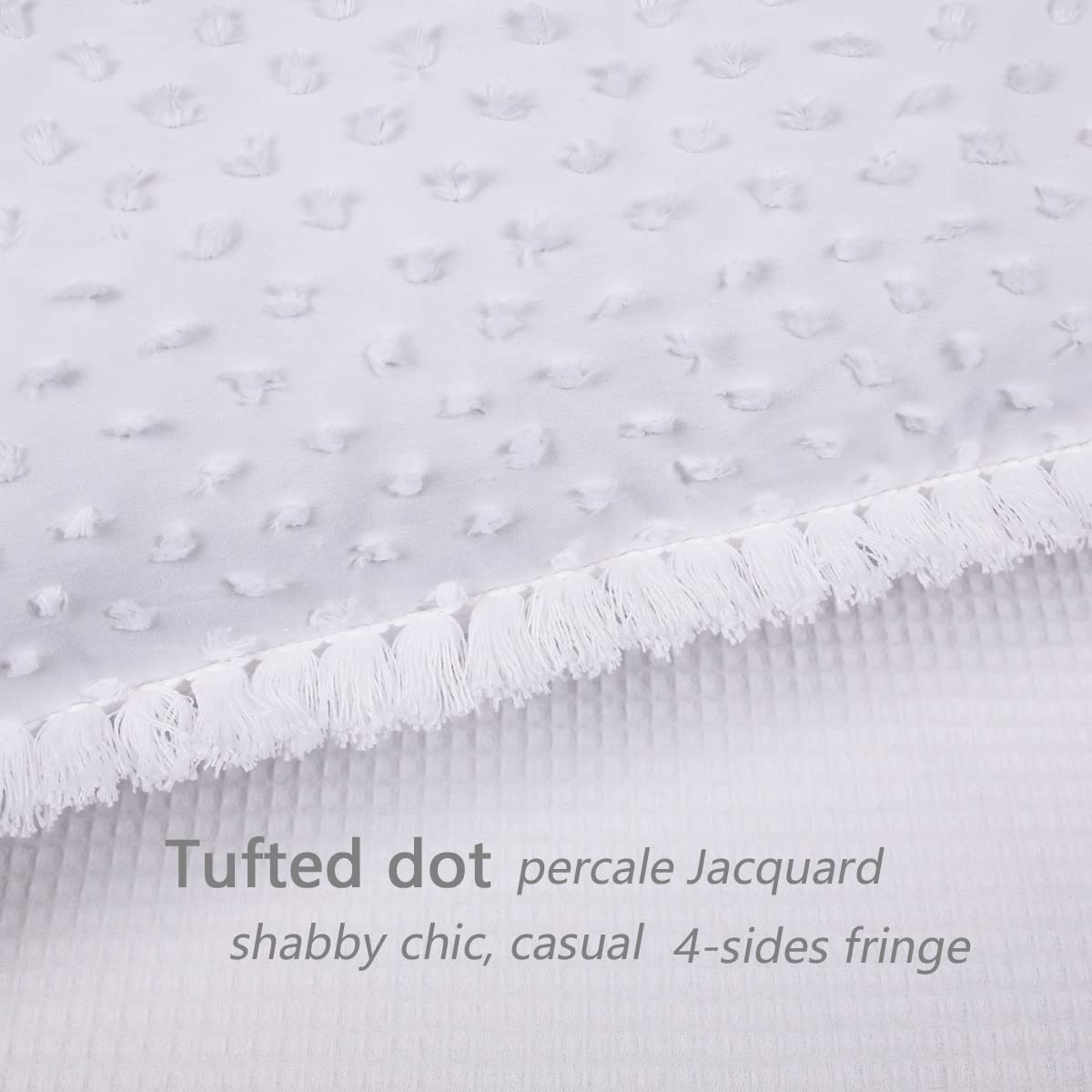 Colcha Tejida Cubrecama 100% Algodón Rice + Funda De Cojín Color Lino Para Cama