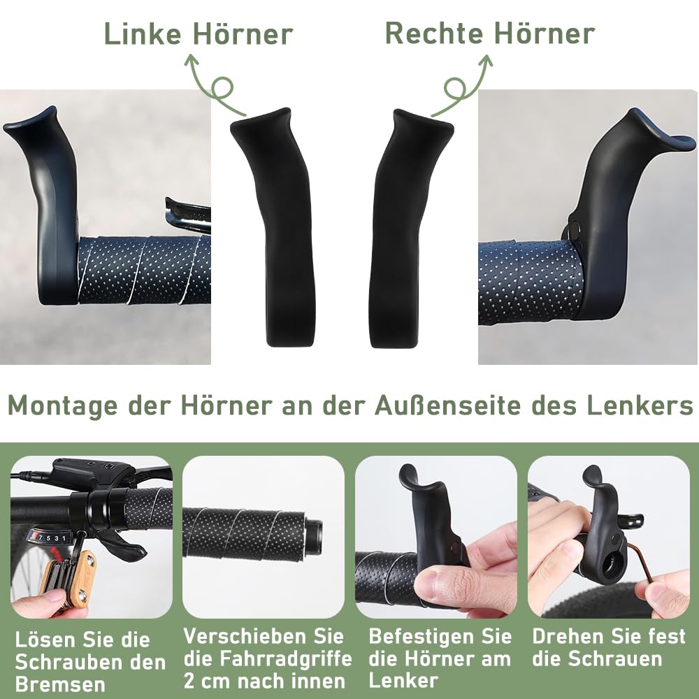 Treki 2 Stück Fahrrad Lenkerhörnchen Verstellbar Fahrrad Lenkrad Hörner Ergonomisch Fahrradhörner, Fahrradgriffe Hörnchen, Kurz Innerbarends MTB Lenkerenden für Fahrradlenker 21,4 mm-22,2mm Sport & Freizeit