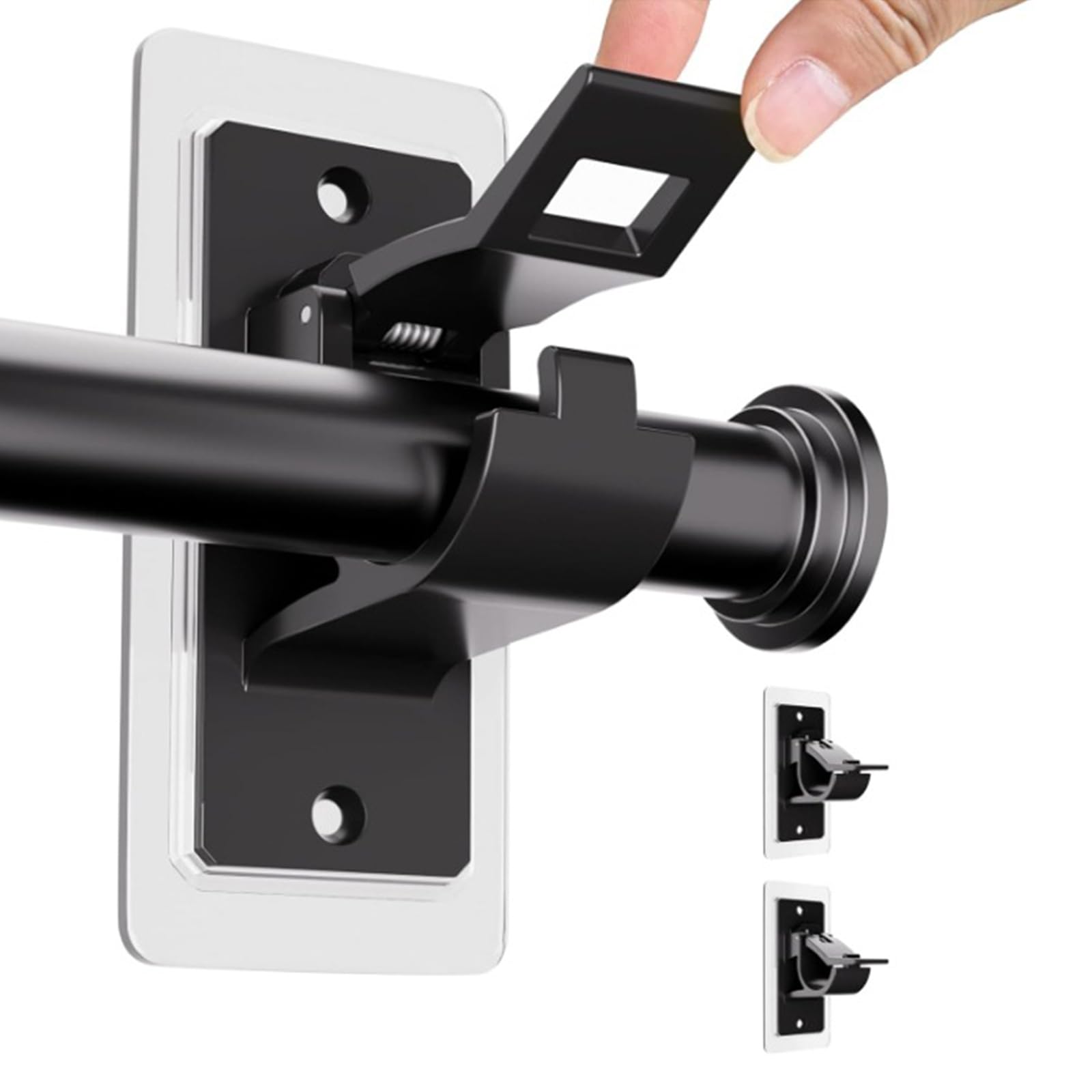 LELE LIFE 8 stks 360 ° roterende ring gordijnroede beugels geen boren, onbeperkte installatiehoek, zelfklevende gordijnroede houders, gordijnroede haken hangers, wit