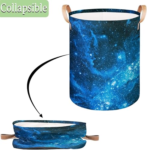 Miniatura 3 de Cesta de lavandería Galaxy Stars Nebulosa, cesta de almacenamiento redonda grande con asa, cesta de ropa, organizador para guardería, hogar, oficina