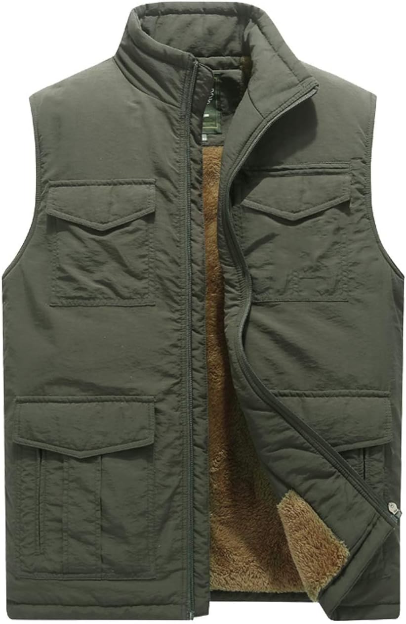 Vcansion Men's Outdoor Casual Stand Collar Padded Vest Coat