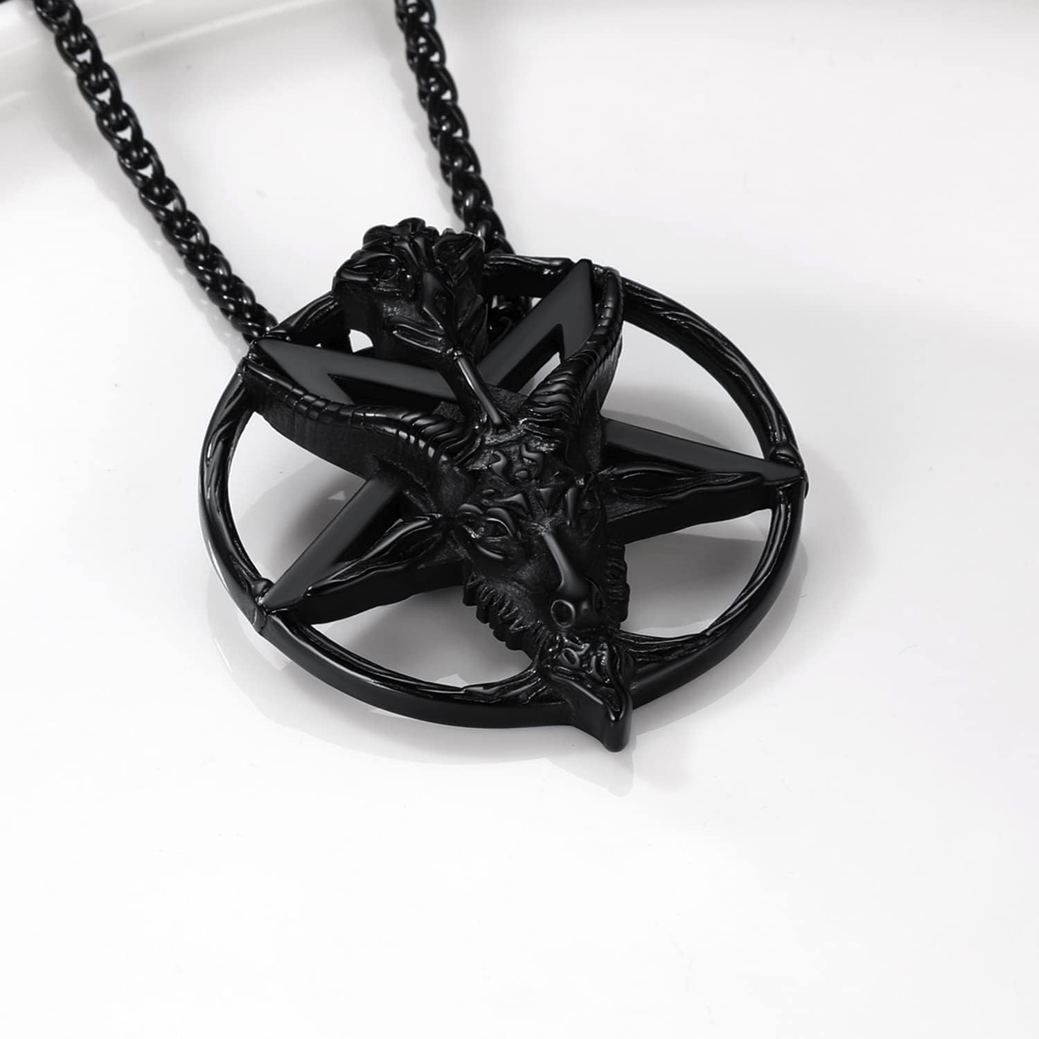 U7 Inverted Cross Necklace, Upside Down Cross Pendant, Stainless Steel Jewelry Devil Necklaces, Baphomet Goat Head Pendant for Men Women - Image 4