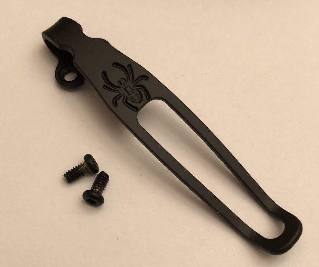 Black Titanium Deep Pocket Clip For Spyderco Delica 4 FRN and Paramilitary 2 Tip Down