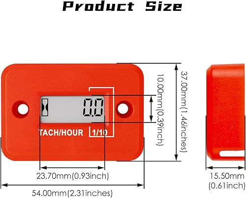Miniatura 13 de Medidor de tacómetro de nueve puntas autoalimentado con LCD digital, tacómetro inductivo, temporizador, medición de rpm, diseño impermeable