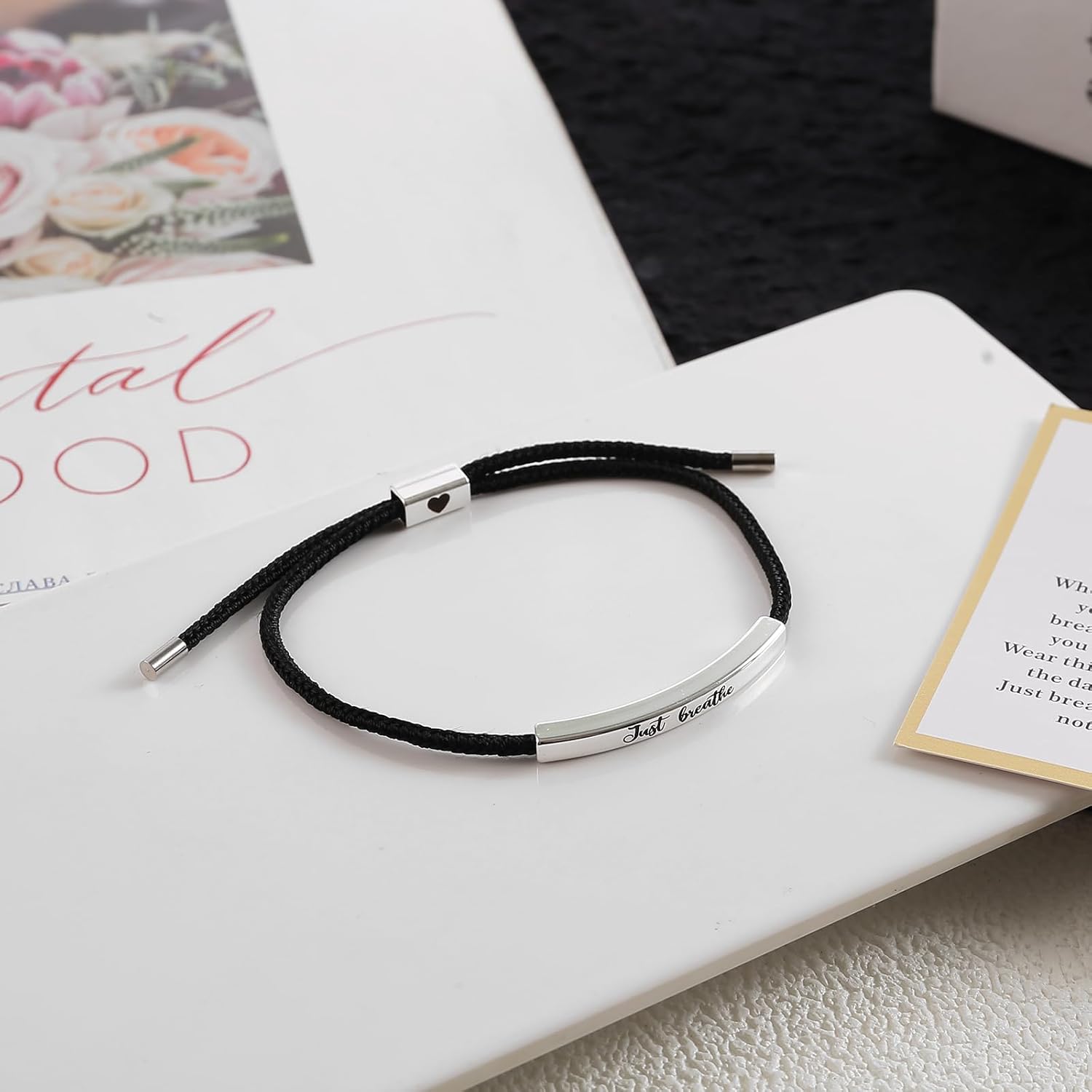 Just Breathe Bracelet for Women,Men-Dont Let The Hard Days Win/Be Kind Bracelets,Make Engraved Bracelets Motivational Tube Bracelet for Women Adjustable Fashion Handmade Jewelry Best Friend Inspirational Gifts - Image 2