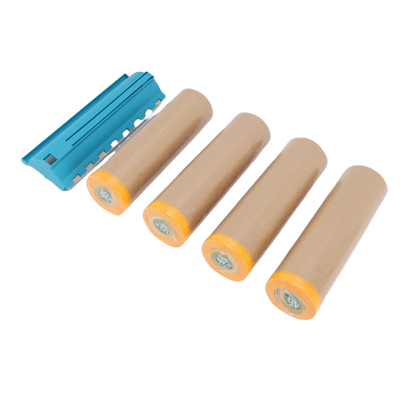 Cryfokt Papier de Masquage pré-encollé avec Distributeur 45,7 Cm 80 Pieds Rouleau de Protection de Peinture Kraft pour Carrosserie Automobile, Papier de Peintre pour Cadres, Plinthes et Garnitures,