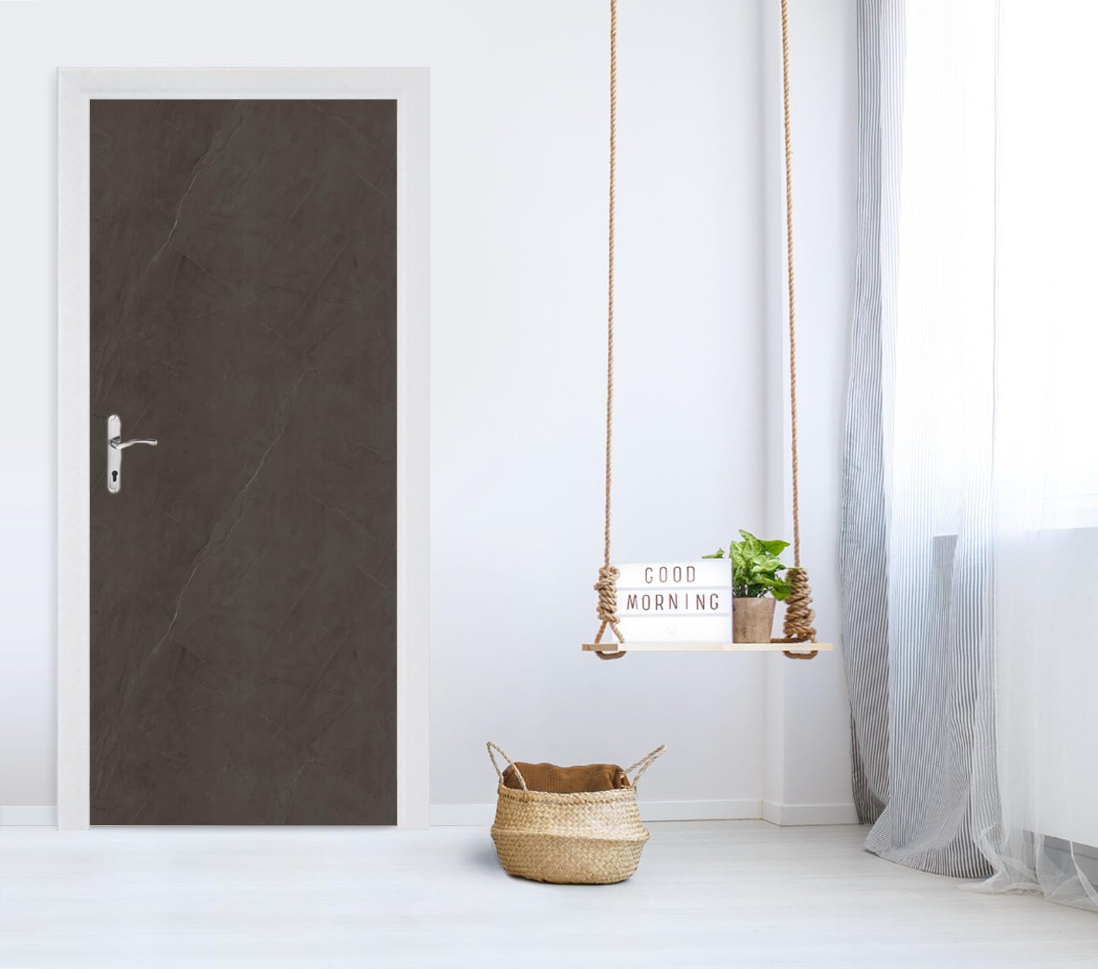 Pellicola decorativa extra spessa, laminato autoadesivo per mobili, porte, cucina, armadi, tavoli, motivo: marmo nero, 90 × 210 cm