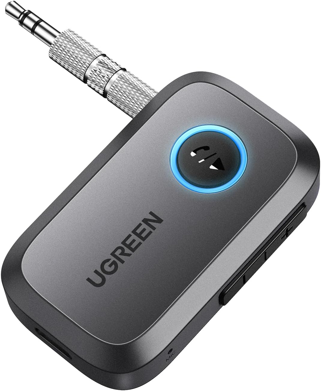 UGREEN AXU Bluetooth 5.4 Adapter for Car, Bluetooth Receiver for Home Stereo/Speaker/Wired Headphones, Bluetooth Car Receiver, Handsfree Call, Dual Device Connection, 15 Hour Playtime (Grey)