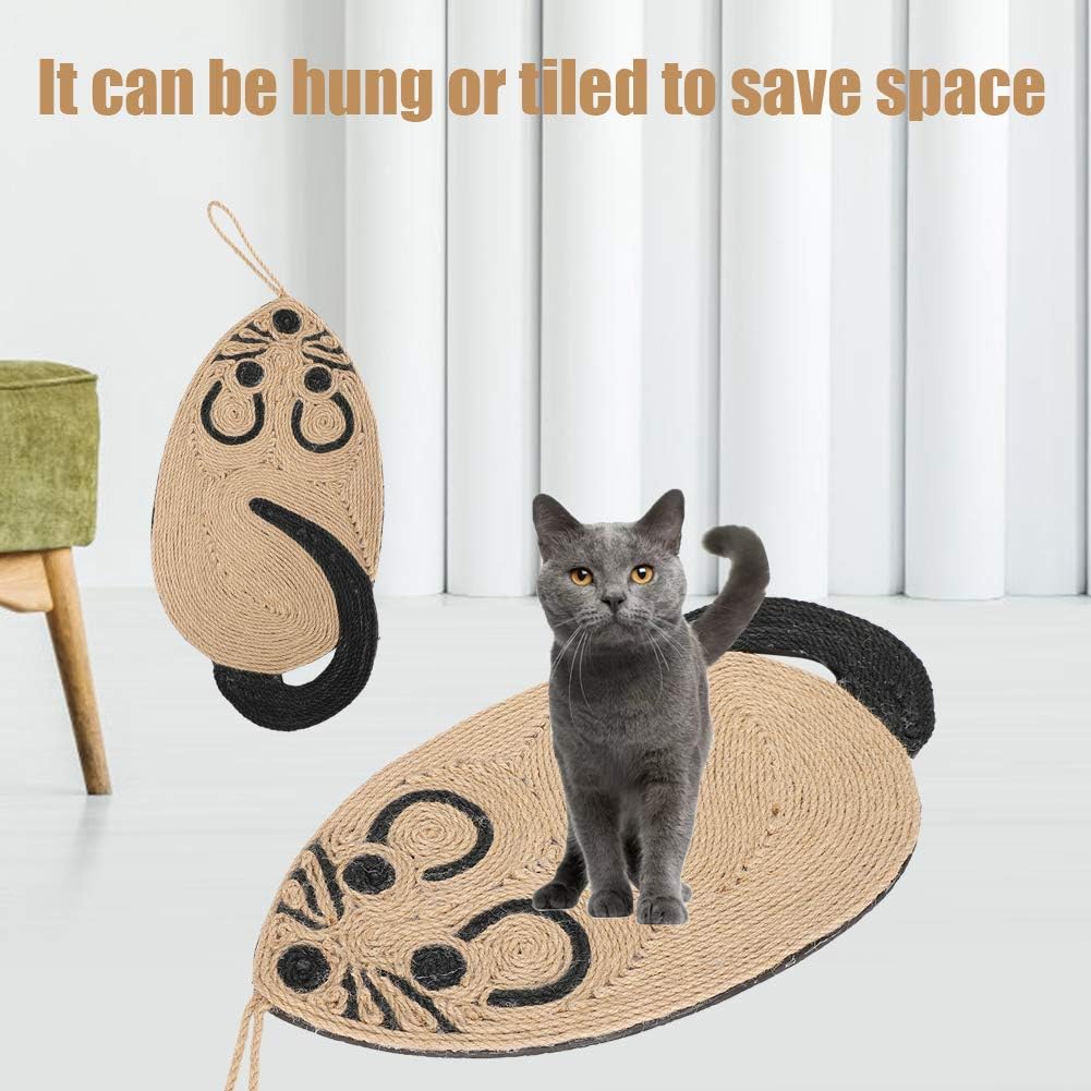 review Cat Scratch Pad, Cat Scratching Mat for Indoor Cats, Sisal Rope Cat Scratcher with Hooks, Horizontal or Vertical, Cat Floor Scratcher Supplies for Cat Grinding Claws