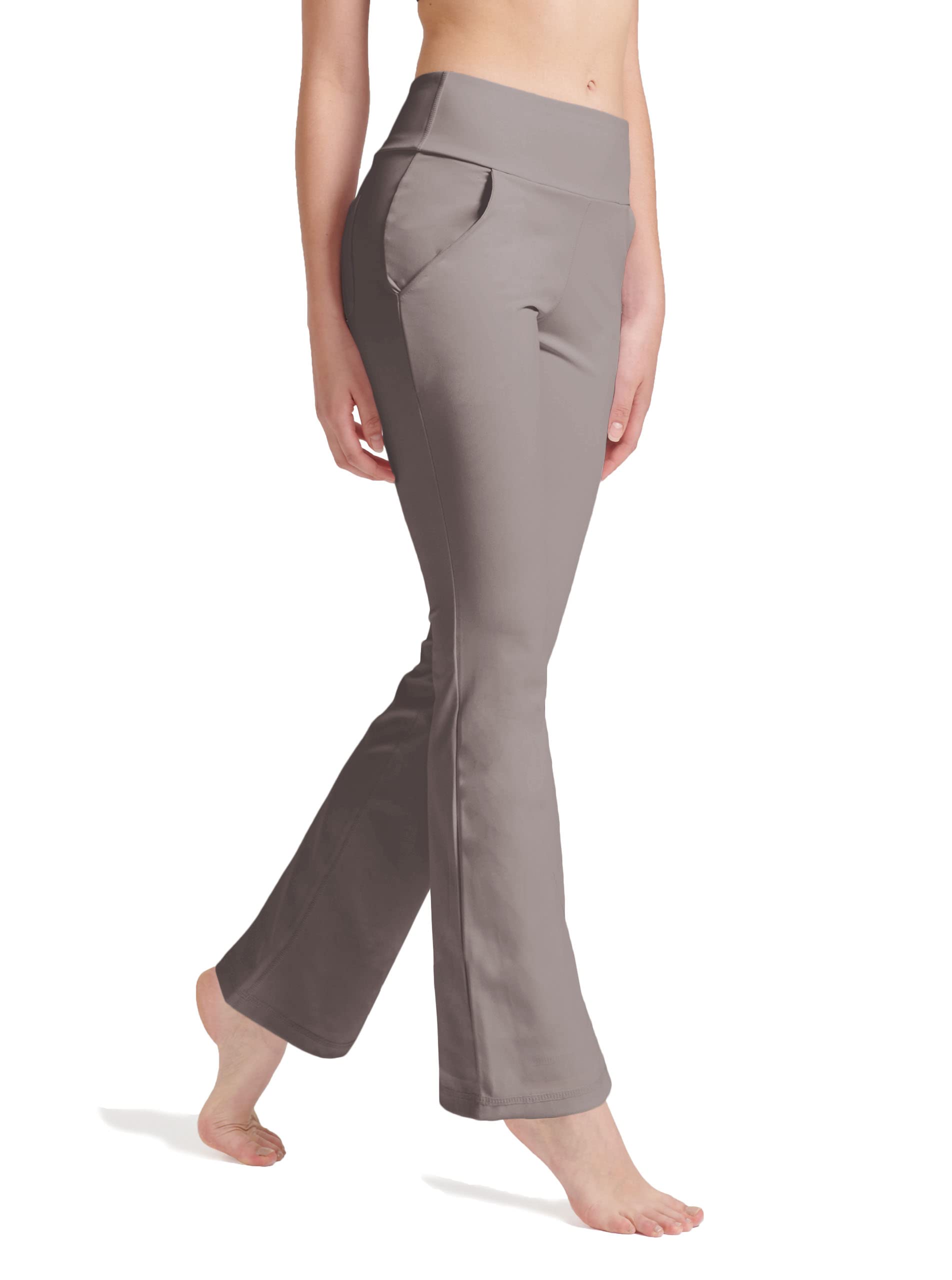 LaiEr Pantaloni da Yoga da Donna con 4 Tasche Pantaloni da Lavoro a Vita Alta 4 Vie Stretch Controllo Pancia Pantaloni Lunghi Svasati, (2 Tasche Laterali e Posteriori),