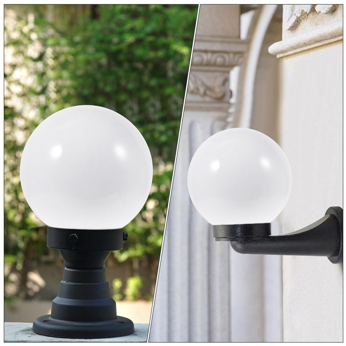 CHILDWEET 2 Pezzi Paralume Sferici in Acrilico per Esterno Copertura Lampione da Giardino e Cortile Protezione Eccellente Facile Rimozione Stile Semplice e Artistico