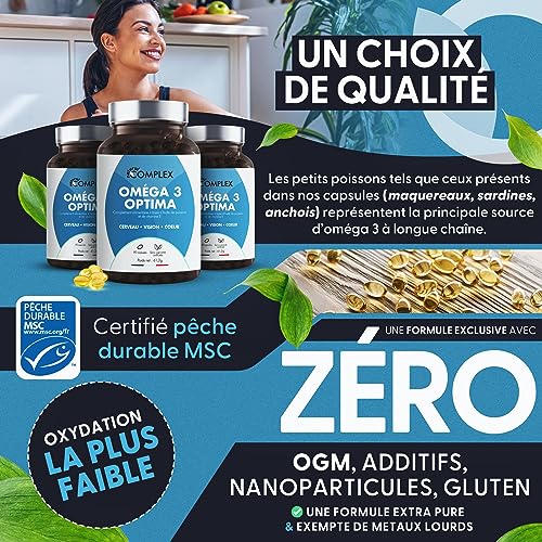 OMEGA 3 | Huile de poisson bleu sauvage, Haute concentration 2000mg, Riche en EPA & DHA | Système immunitaire, vision, mémoire, santé cardiovasculaire | Pêche durable | 90 Capsules | Made in France – Image 6