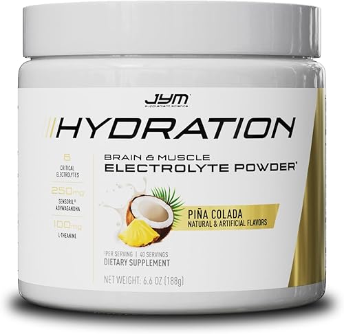 JYM Hydration - Polvo de piña colada, electrolitos de rendimiento, potasio, sodio, magnesio, para hombres y mujeres, teanina, Ashwaghanda, teanina,