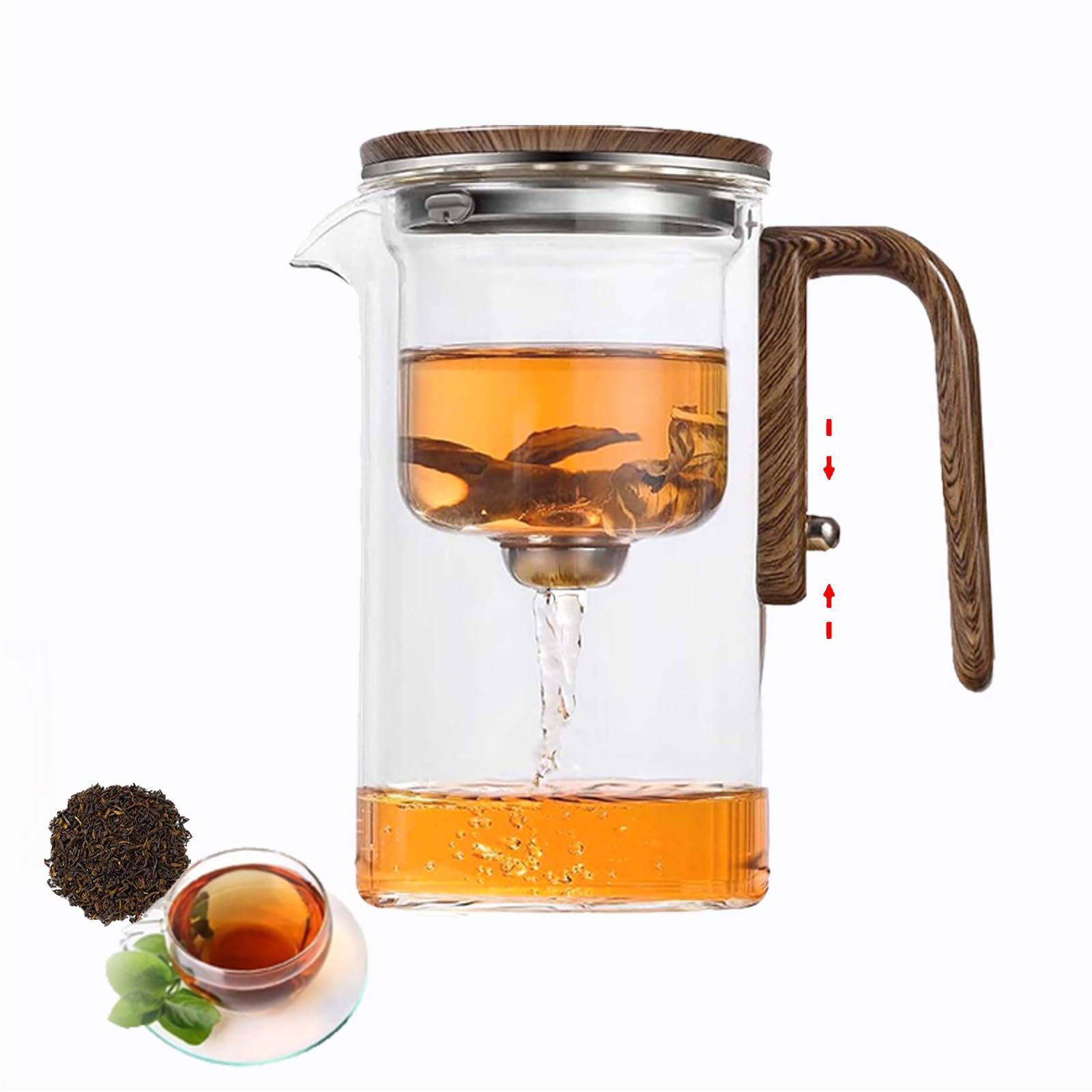 Enchanted Tea Pot, Witchcraft Magical Enchanted Glass Teapot with Strainer,Magnetic Filtration Pot with Handle, Water Separation Glass Teapot with