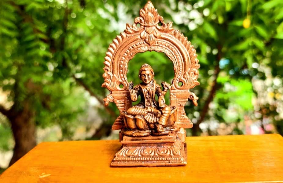 Image of Copper Idols of god Bala Tiripurasundari with Prabhavalli, 3.3 Inches, 145 Grams, Patina Antique Finish, Pack of 2 Piece