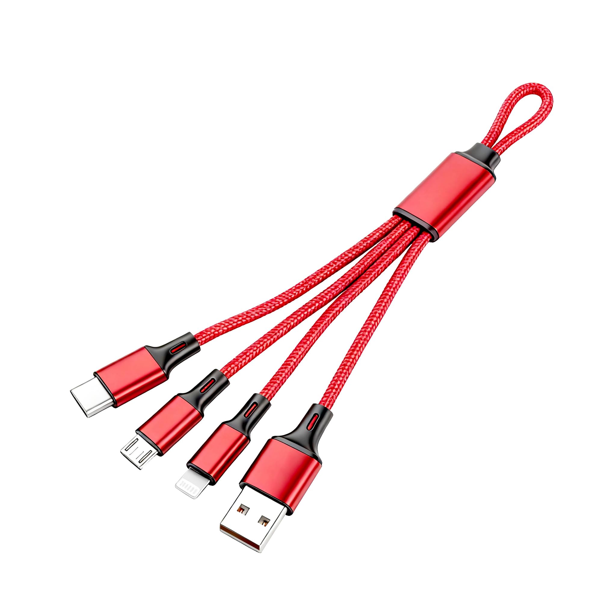 IFLASH Micro-USB/Typ-C-Kabel (3-in-1), 3-in-1-Multi-USB-Ladekabel, kurz, 20,3 cm, Schlüsselanhängerkabel, kompatibel mit Galaxy S10, S9, S8, iPhone 17, 16, 15, 14, 13, 12, XS, Max, XR, 8, 7, 6 Plus