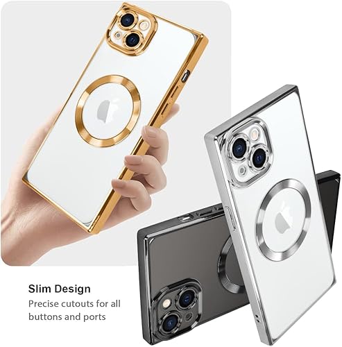 Miniatura 4 de LSL Funda magnética cuadrada para iPhone 15 compatible con MagSafe TPU suave parachoques anticaídas, antiarañazos, a prueba de golpes, cubierta