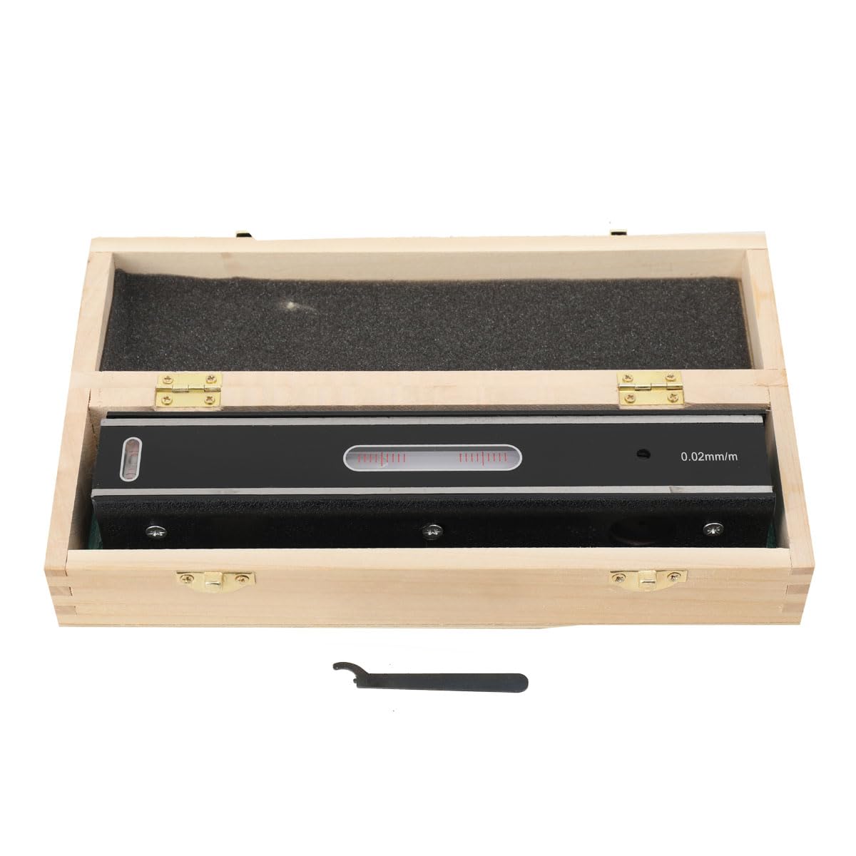 Niveau à eau Mécanique,Niveau à eau Cadre,Niveau à bulle,Niveau à eau de Précision avec Coffret en Bois, Précision : 0,02mm/m,Longueur : 250 mm