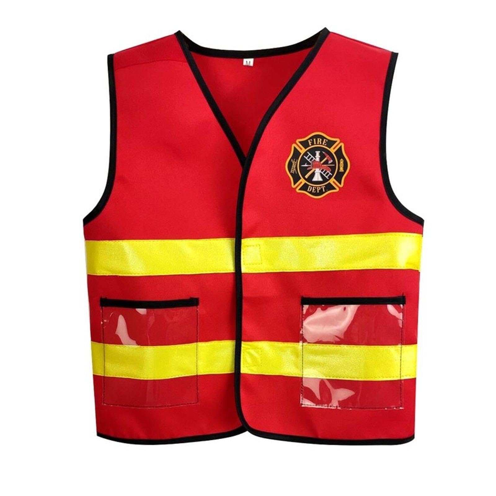 Amagogo Gilet da Pompiere per Bambini Gilet da Festa per Pompiere vestibilità Lavabile Accessorio per Costume da Pompiere Premium per età 3-10 Anni, 6 Pezzi