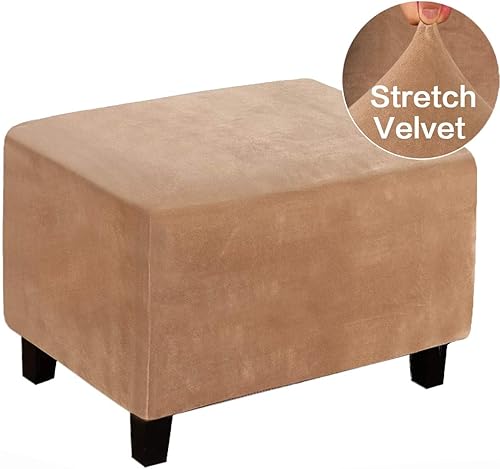 Vista 41 de MIFXIN Funda otomana plegable de terciopelo elástico, protector de muebles, funda protectora de elastano suave para reposapiés otomano, funda
