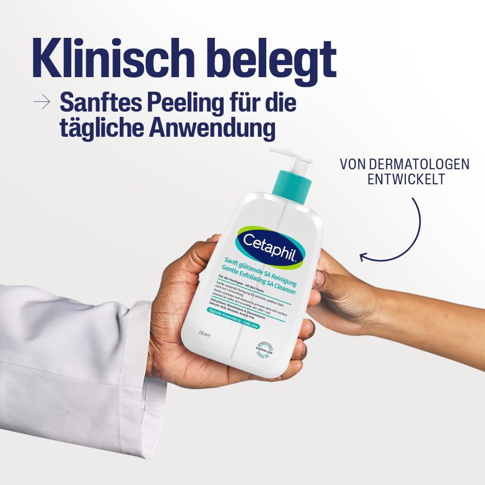 Cetaphil Delikatnie wygładzające oczyszczanie twarzy i ciała, w przypadku suchej, szorstkiej, nierównej skóry, skłonnej do zanieczyszczeń, kwas salicylowy, 236 ml