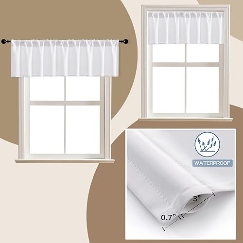 Miniatura 5 de XTMYI Cenefas blancas para sala de estar, 60 pulgadas de ancho x 14 pulgadas de largo, paquete de 2 cortinas para oscurecer la habitación, cenefa de