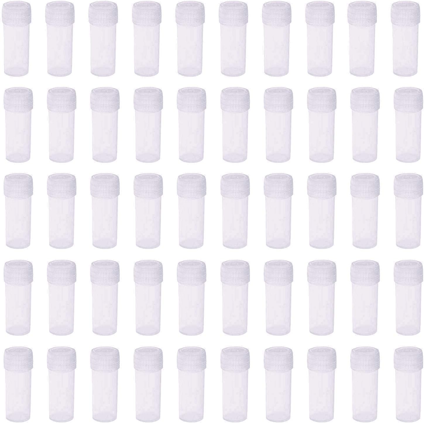 5ml Plastic Test Tubes Small Bottle Vial Storage Vial Storage Container for Lab -50pcs