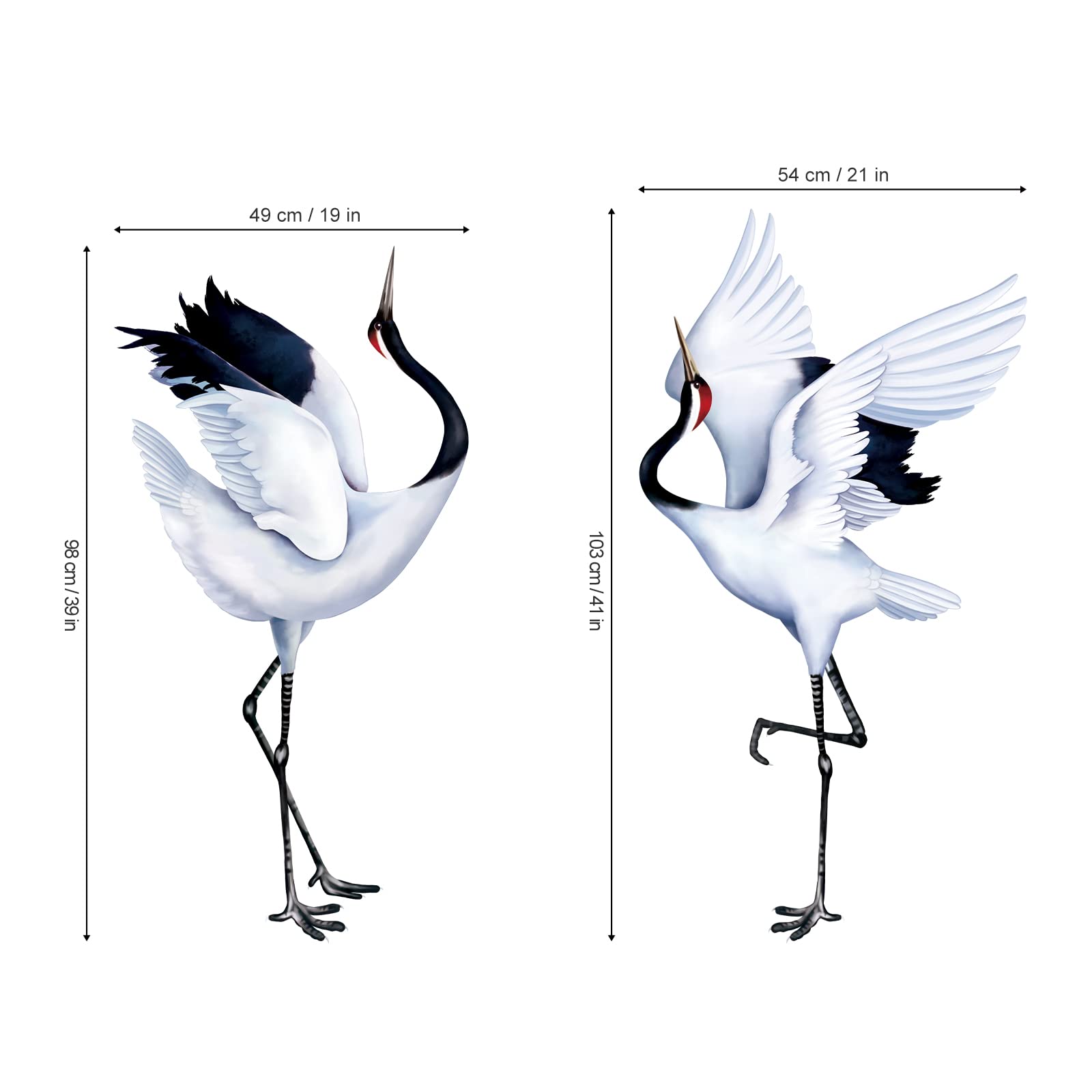 decalmile White Crane Wall Stickers Flying Crane Birds Wall Decals Bedroom Living Room Sofa TV Background Wall Decor - Image 4