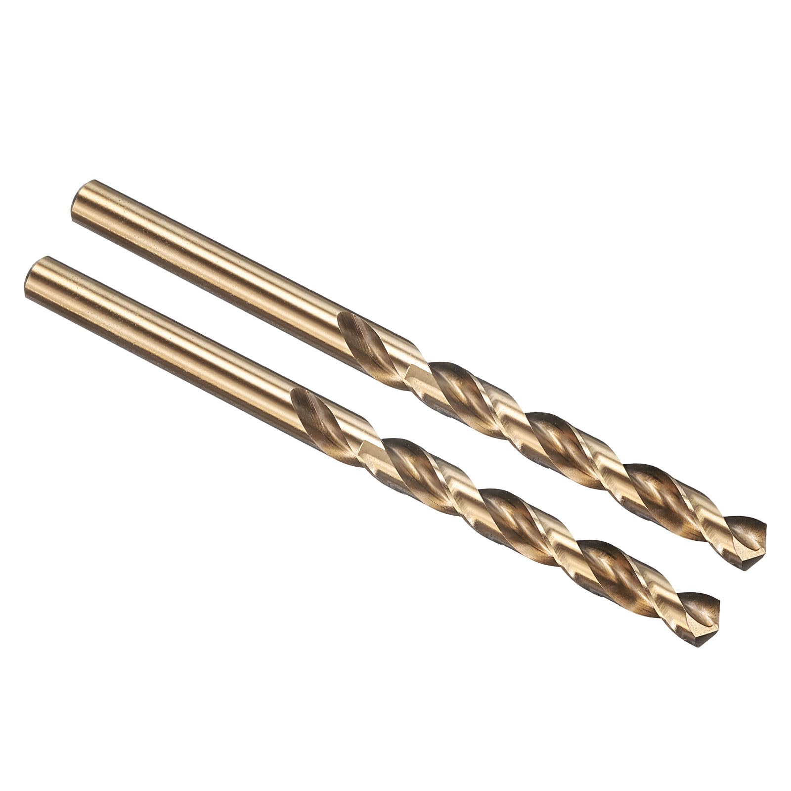 PATIKIL 6.5mm Drill Bit, M35 Cobalt 5% High-Speed Steel Jobber Straight Shank 135° Gold Finish for Stainless Steel Hard Metal - 2 Pack