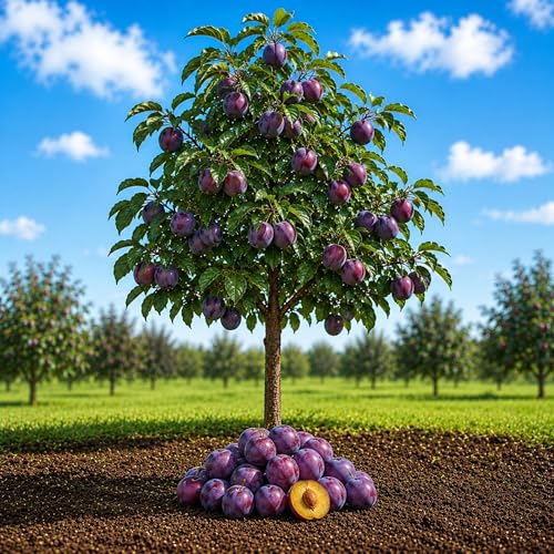 5 Live Plum Trees Sweet Juicy Fruit Hardy Fast Growing Fruit Trees Outdoor Garden & Backyard Orchard Plants - Ship Dormant No Fruit or Leaves for Plant Health (5 Trees)