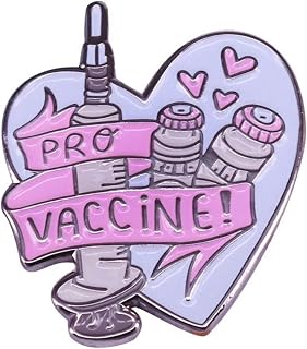 Pro Vaccine Needle Shot Injection Heart Love Medical Doctor Hospital Virus Health Pandemic Cure 1.1" Enamel Pin Badge