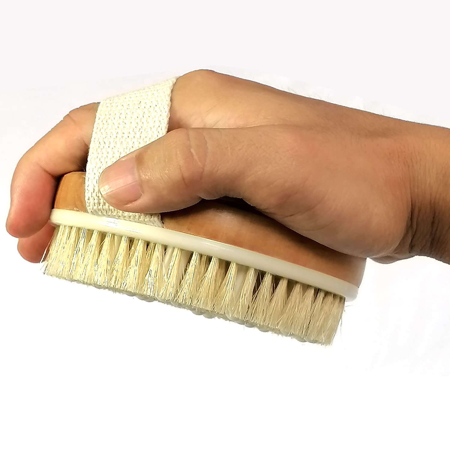 Brosse pour le corps sèche, de bain en poils naturels, drainage lymphatique, exfolie, stimule la circulation sanguine, élimine les toxines peau morte et cellulite