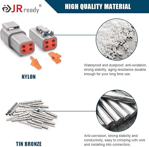 Miniatura 4 de JRready Deutsch - Juego de 8 conectores de 4 pines, conectores de cable eléctrico impermeables con tamaño 20 contactos sólidos 20-22AWG 16 pares,