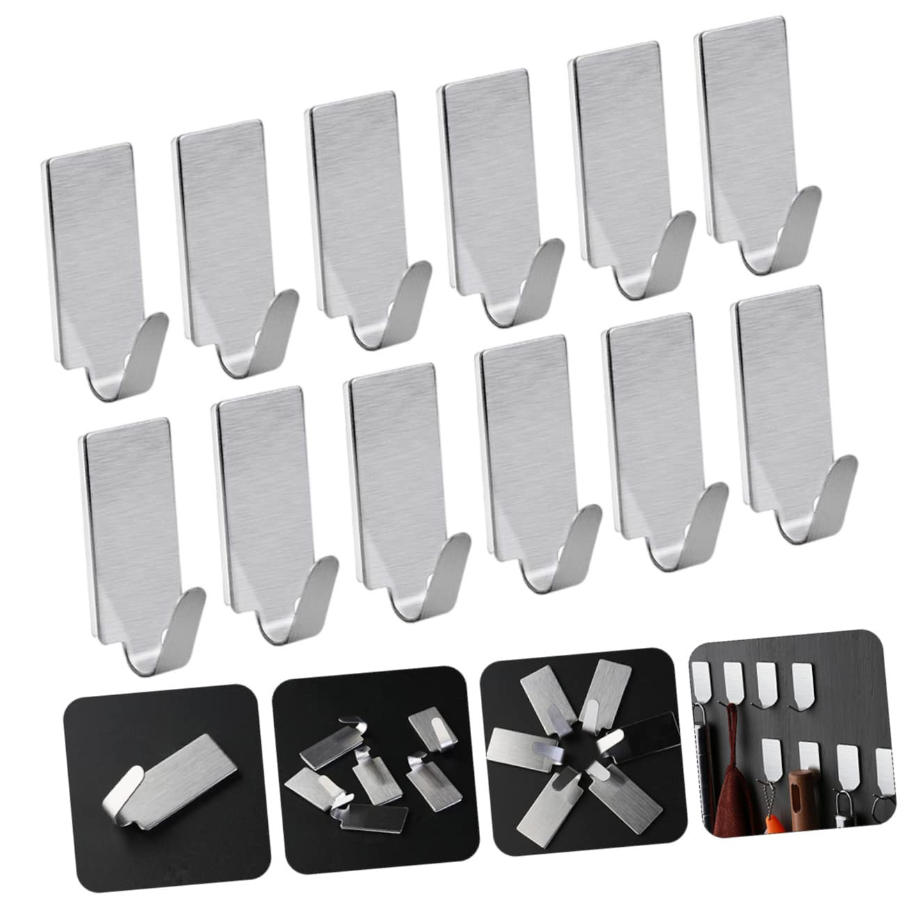 3 Series Adhesivos De Inoxidable Pared De Colgadores Y Duraderos Cocina Y Oficina Sin Taladro Instalación 30 Piezas*3