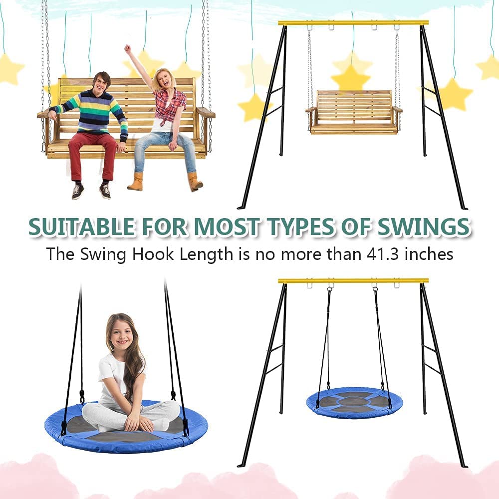 SURPCOS Swing Frame, Extra Large Heavy Duty AFrame Swing Stand with Ground Nail, Metal Swing