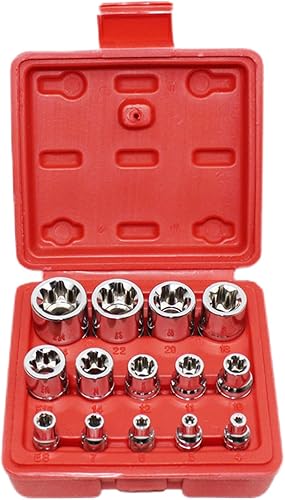 E-Torx Star Socket Set de 14 piezas con funda, 14, 38, 12 pulgadas. Juego de llaves de estrella externas hembra E4-E24 disponible en Yaxa Guatemala