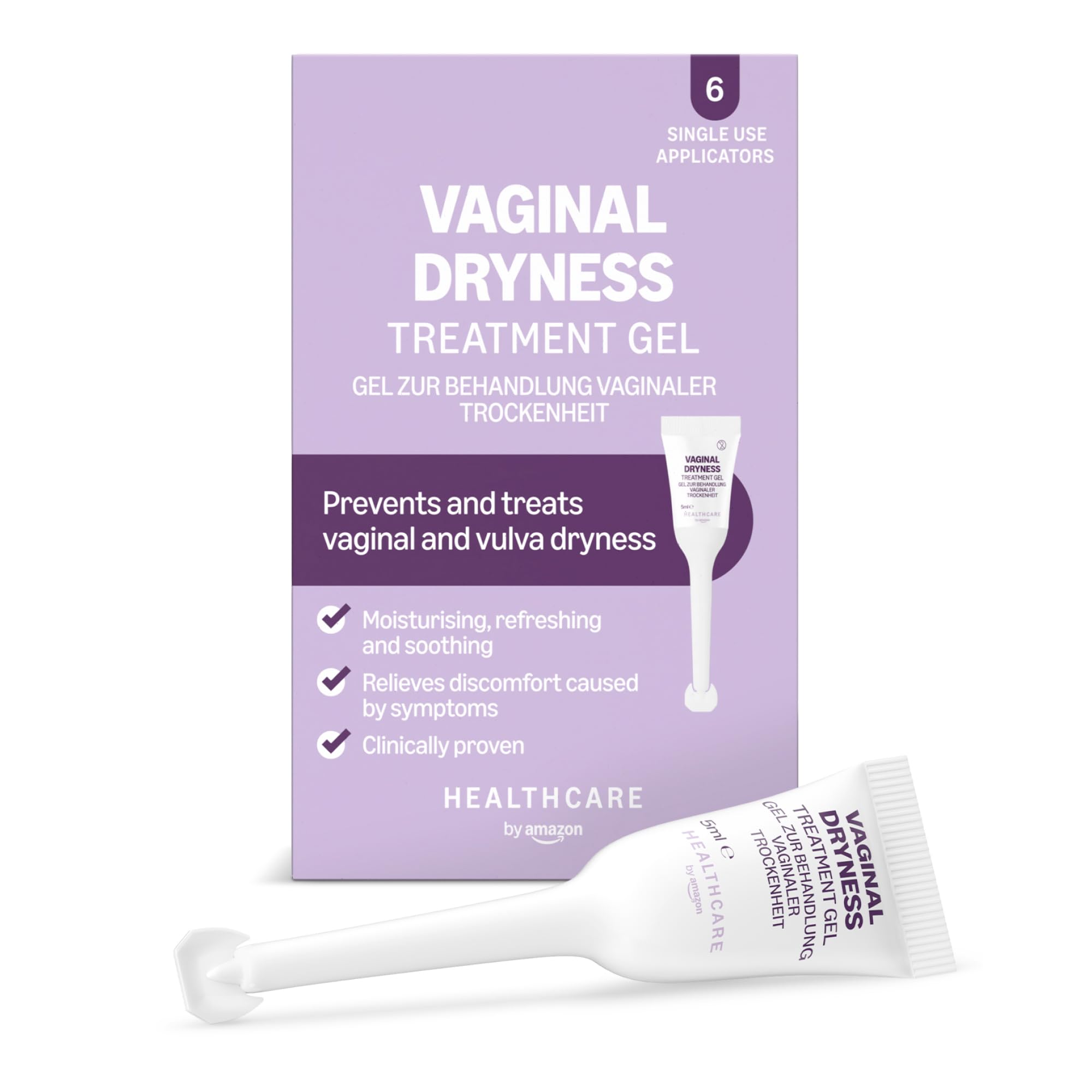 Healthcare By Amazon - Vaginal Dryness Treatment Gel, 5 ml, 6 Count (Pack of 1) (Previously Amazon Basic Care) – Packaging May Vary