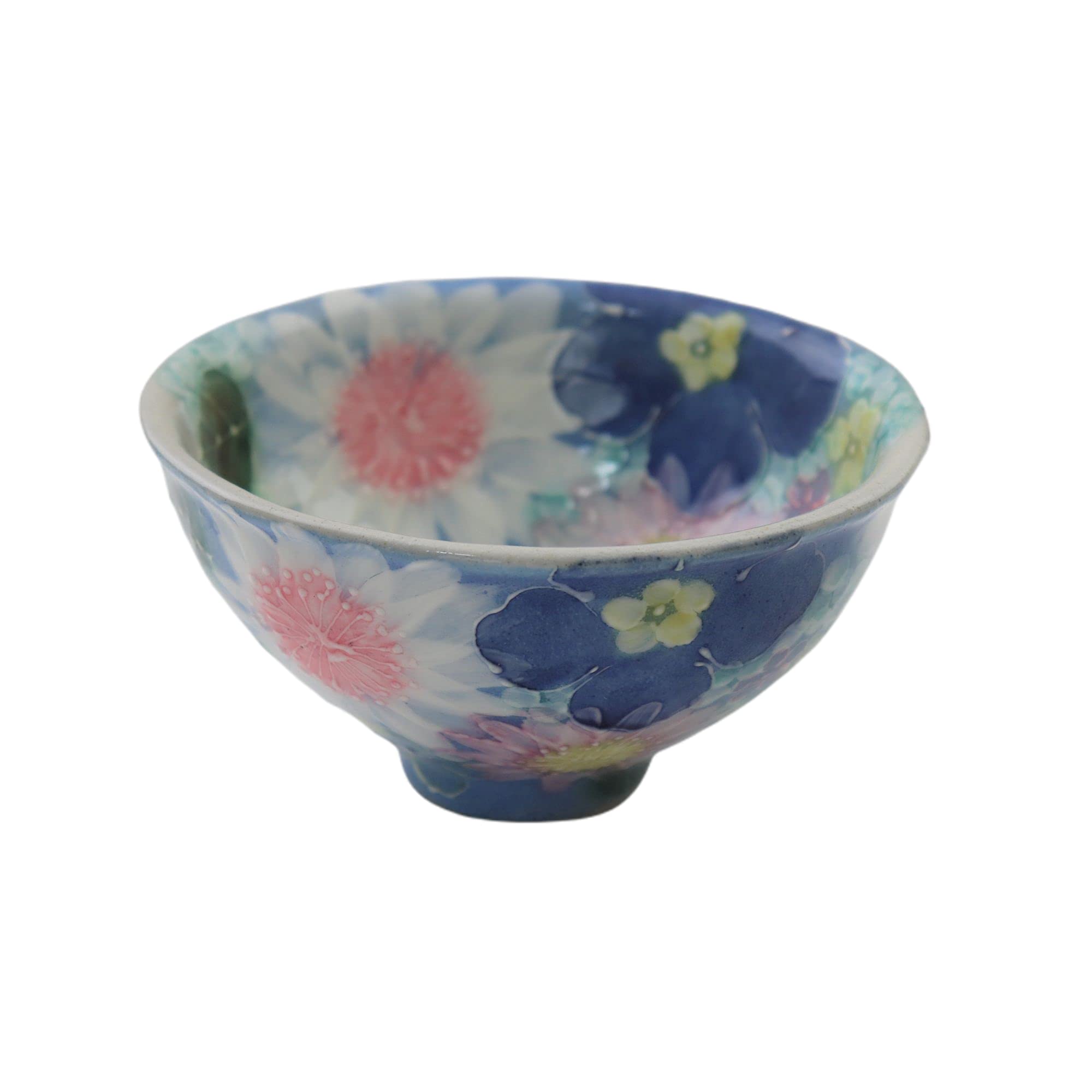 Amazon | 工房ゆずりは 彩白絵花 飯碗 (ご飯茶碗) 手造り 手描き 瀬戸
