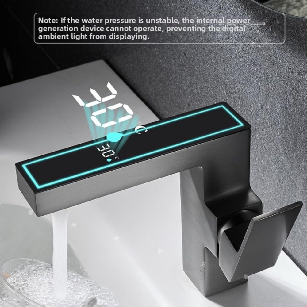 Luz LED de grifo alimentada por agua, iluminación ambiental ecológica para baño con pantalla digital, sensor de flujo de agua de bajo consumo (blanco) para iluminación instantánea