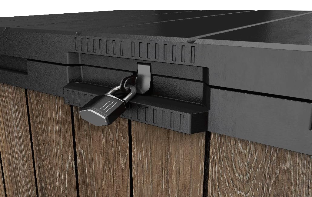 Keter Store It Out Darwin Walnuss Optik – 1100 L Gartenbox, Gerätebox, Aufbewahrungsbox – Holzoptik, wetterfest, abschließbar, Signature Collection