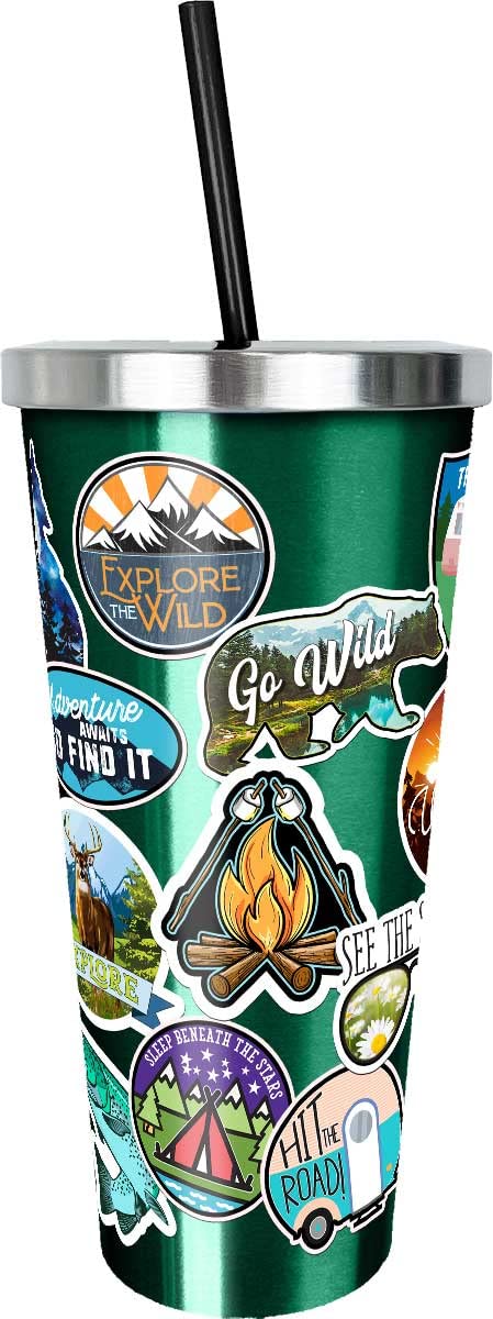 Spoontiques - Stainless Steel Cups - 24 oz Double Wall Insulated Drinkware with BPA Free Acrylic Lining -
