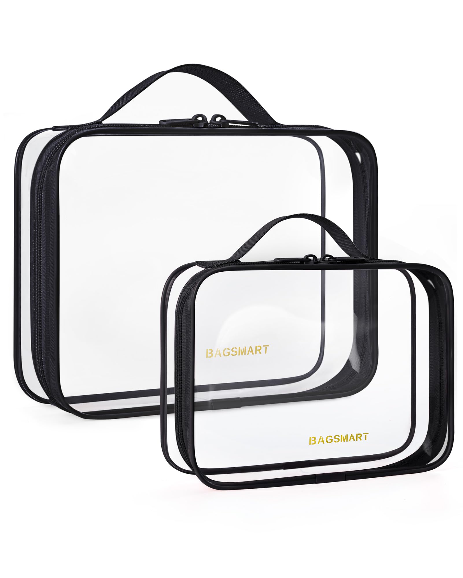 BAGSMART TSA-zugelassener Kulturbeutel, 2er-Pack transparenter Make-up-Kosmetikbeutel-Organizer