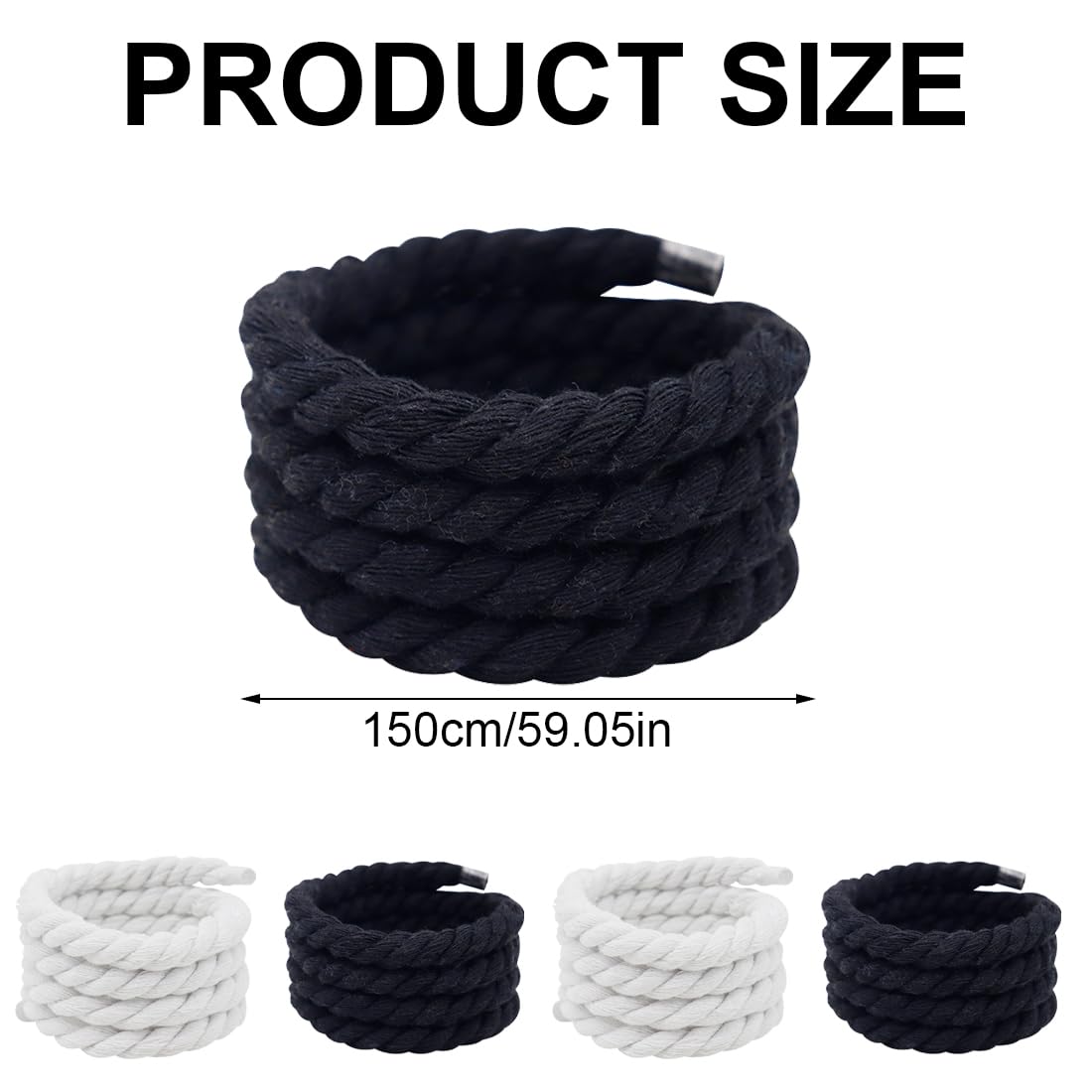 Lacci Super Stilosi Per Le Tue Air Force 1 - Set Da 2, Rotondi 10mm X 150cm - Bianco E Nero - Foto 4