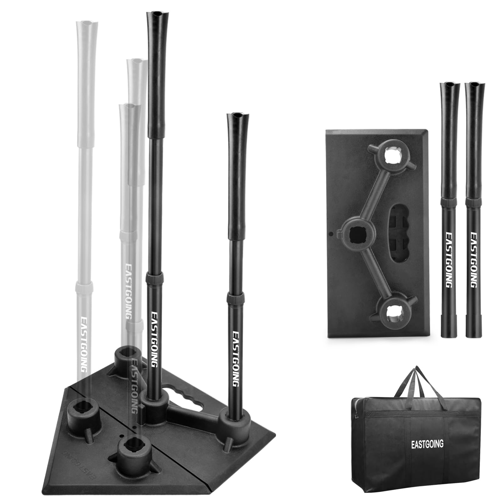 Eastgoing Heavy Duty Baseball and Softball Portable Travel Batting Tee.Adjustable 5-Position Baseball and Softball Batting Tee.Hitting Tee for Any Age Player Baseball