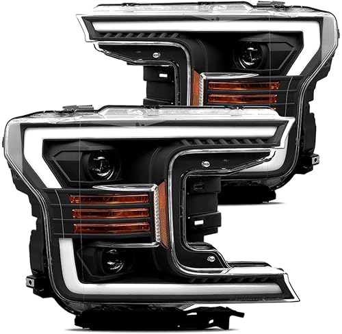 AlphaRex Faros delanteros negros modelo base serie PRO para Ford F-150 2018-2020