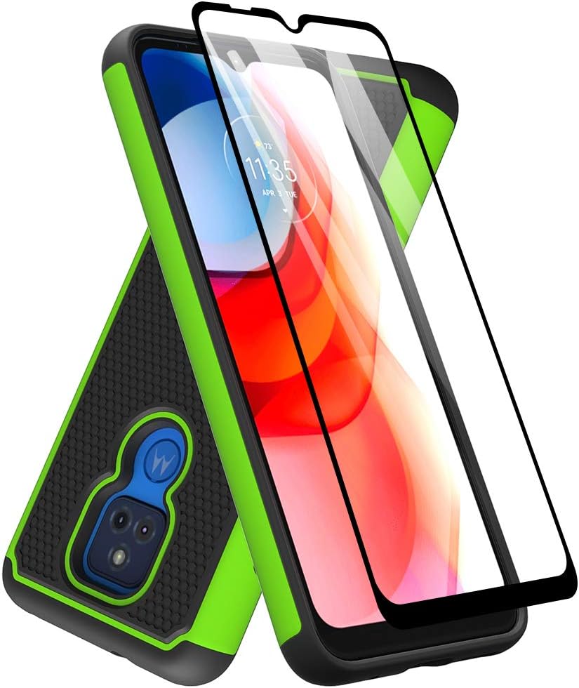 Dahkoiz Case for Moto G Play 2021 Case, Motorola G Play Case with Tempered Glass Screen Protector, Durable Defender Armor Cover Sturdy Protective Phone Cases for Motorola Moto G Play 2021, Green