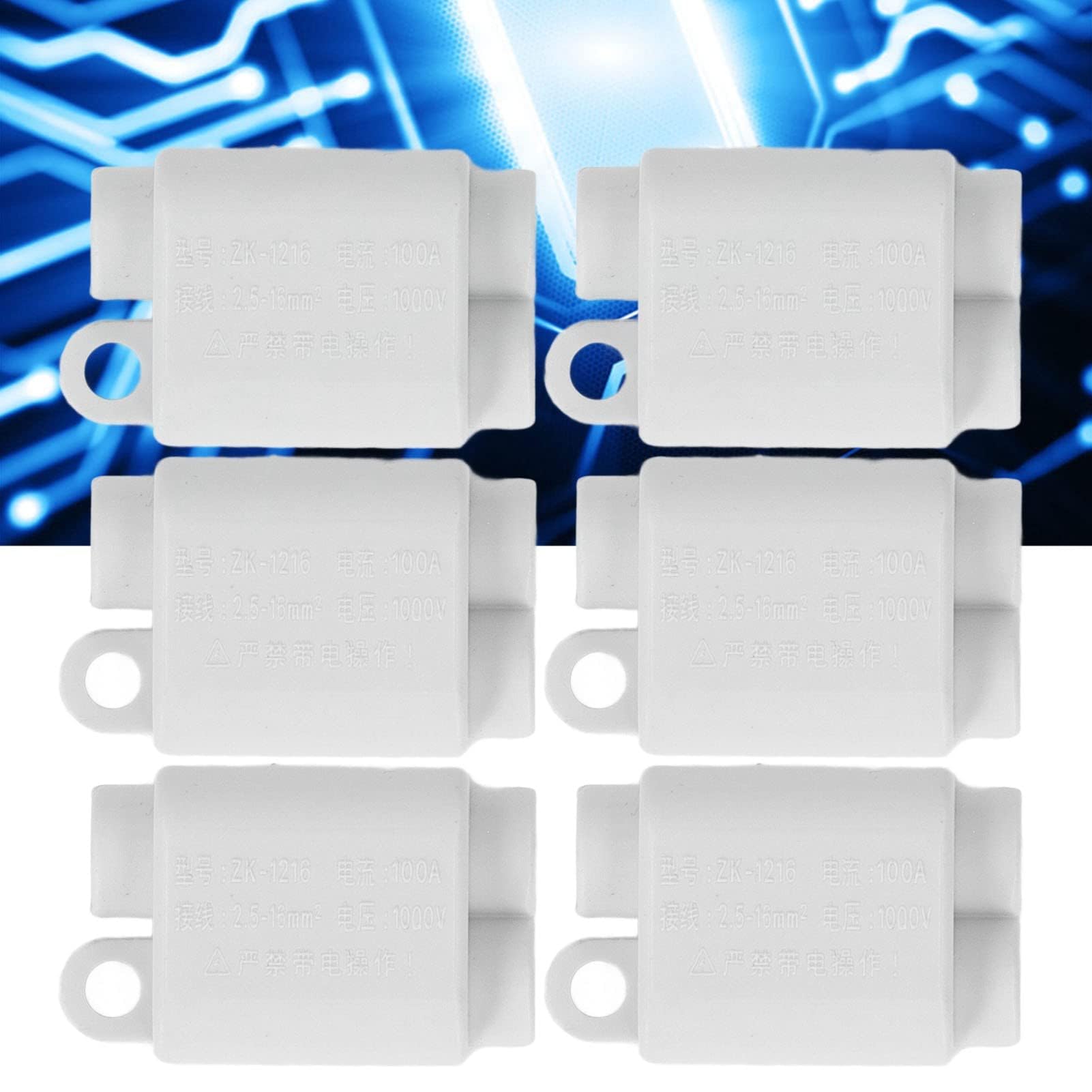 6PCS Bornier Electrique 16mm² Connecteur Séparateur de Fil 1000V 100A Haute Puissance M3 Filetage Conception Fendue Connecteurs Rapides pour Connexion de Fil électrique 2.5‑16mm²