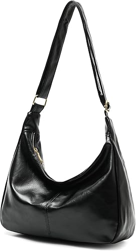 Vista 7 de Bolso de hombro holgado de cuero vegano para mujer, bolsos cruzados suaves a la moda, elegantes bolsos de mano para uso diario Café