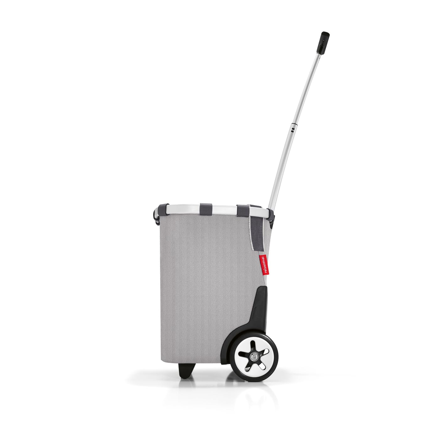 reisenthel carrycruiser Tragbarer Einkaufstrolley mit stabilem Aluminiumrahmen, Schultergurt und herausnehmbarer Netz-Innentasche Aus wasserabweisendem Material, Couleur: Herringbone Grey